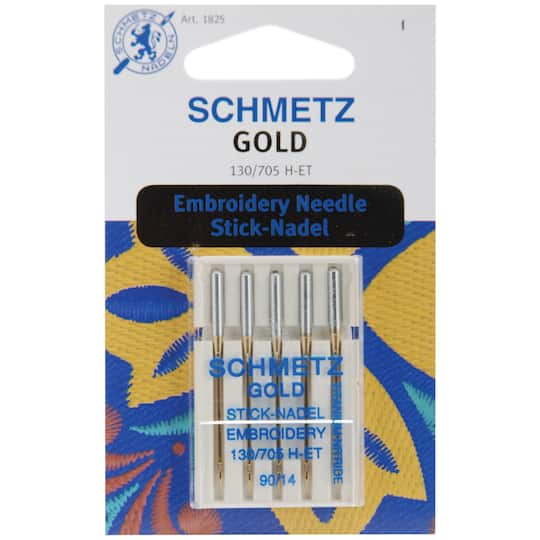 SCHMETZ Gold Embroidery Machine Needles, 14/90